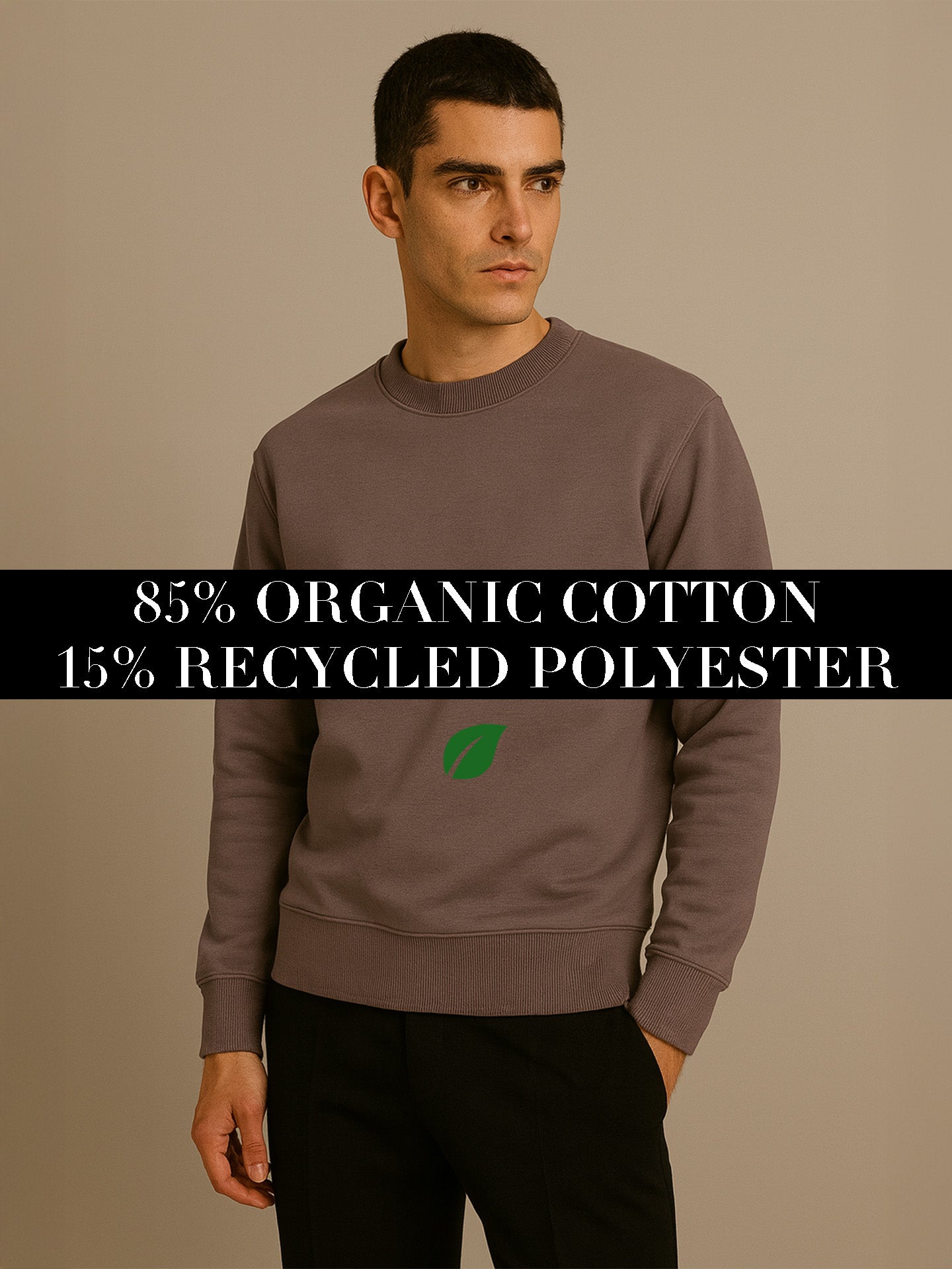 ORGANIC STRUCTURED SWEATSHIRT - Almônd