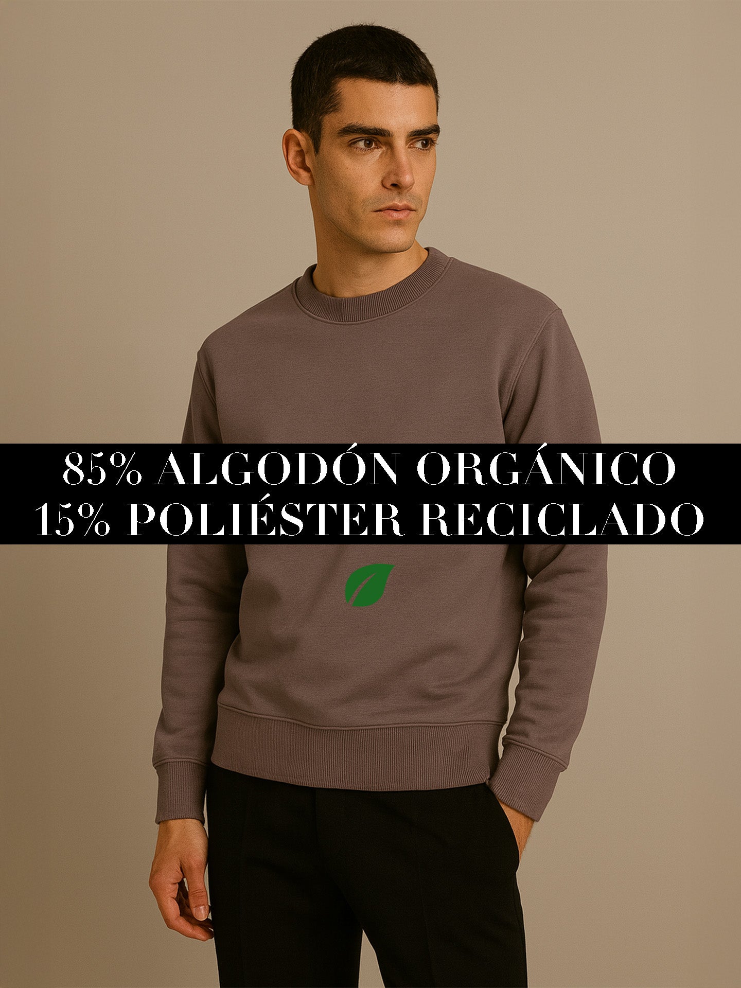 ORGANIC STRUCTURED SWEATSHIRT - Almônd