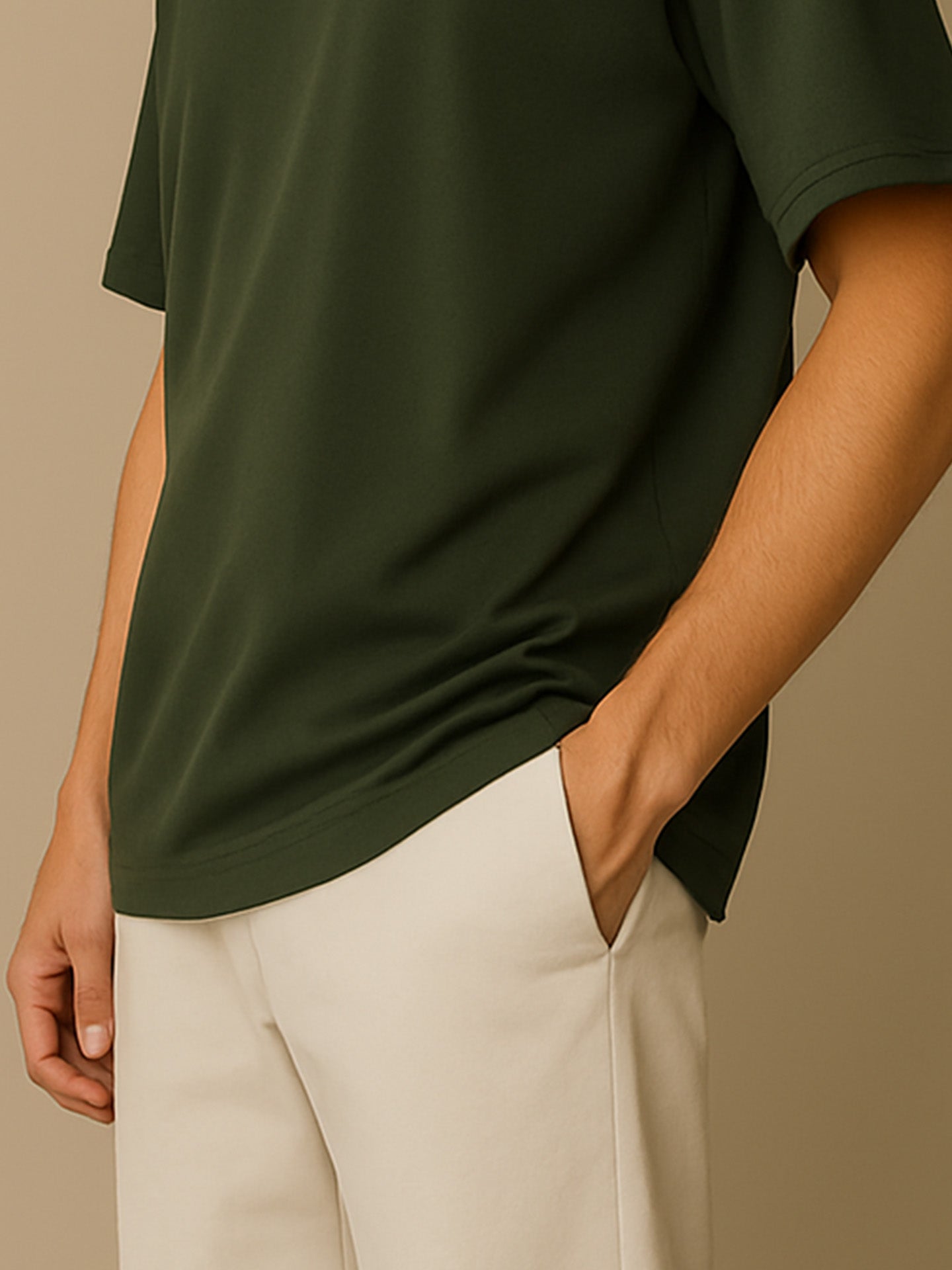 100% ORGANIC COTTON OVERSIZED T-SHIRT - Almônd