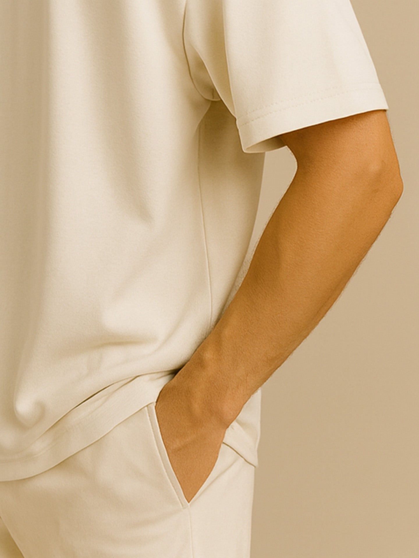 100% ORGANIC COTTON OVERSIZED T-SHIRT - Almônd