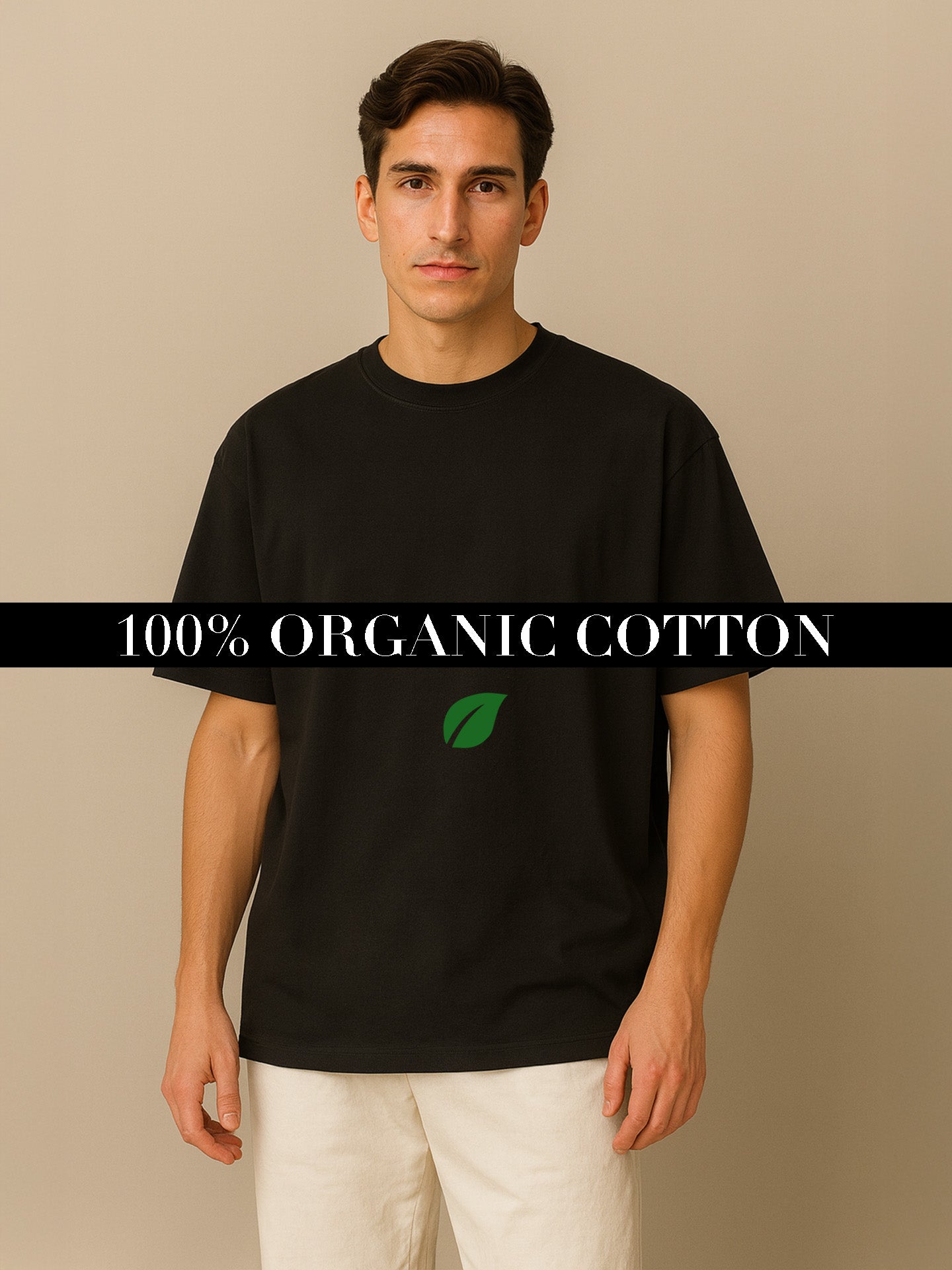 100% ORGANIC COTTON OVERSIZED T-SHIRT - Almônd