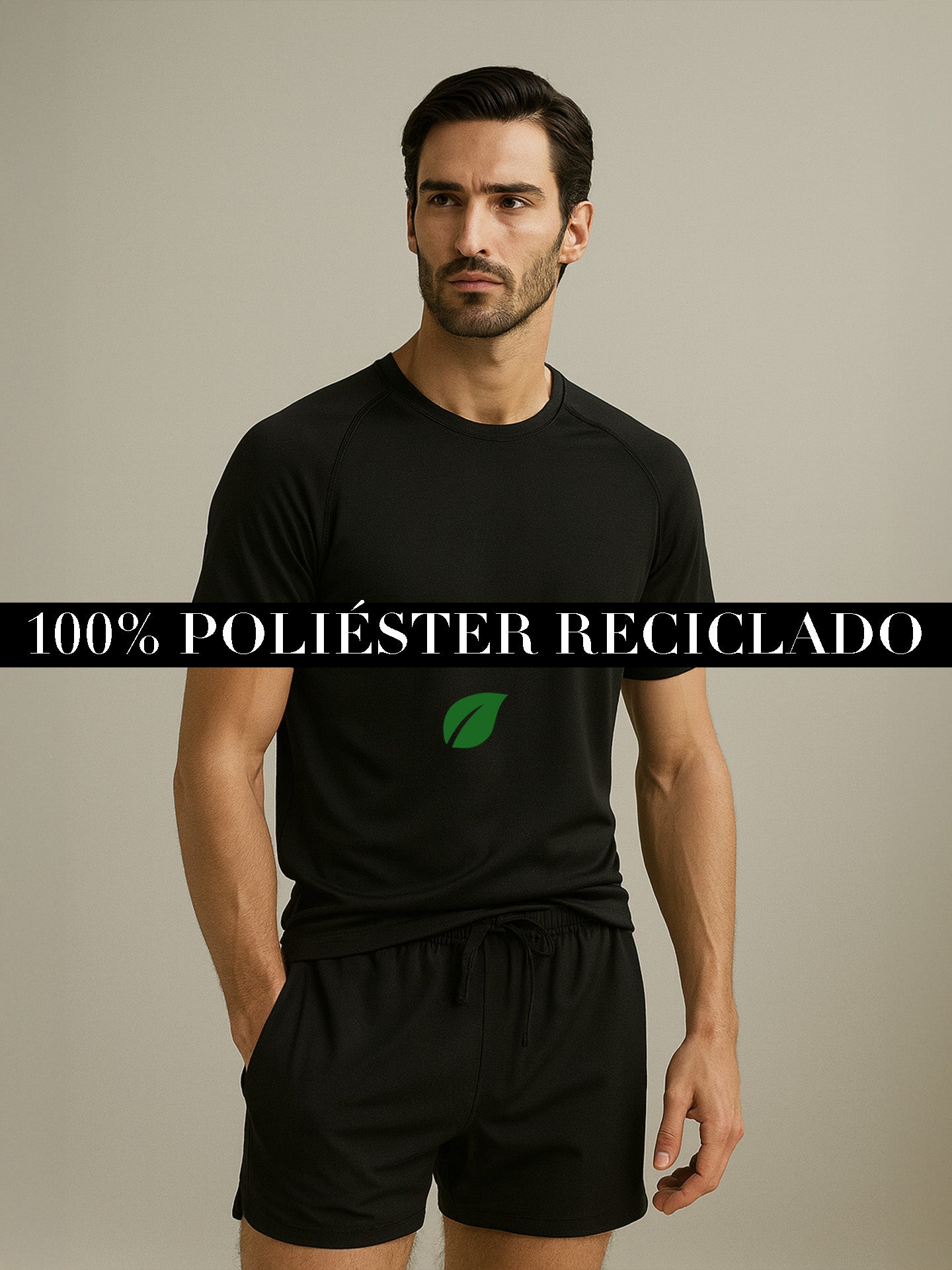 100% RECYCLED SPORTS T-SHIRT - Almônd