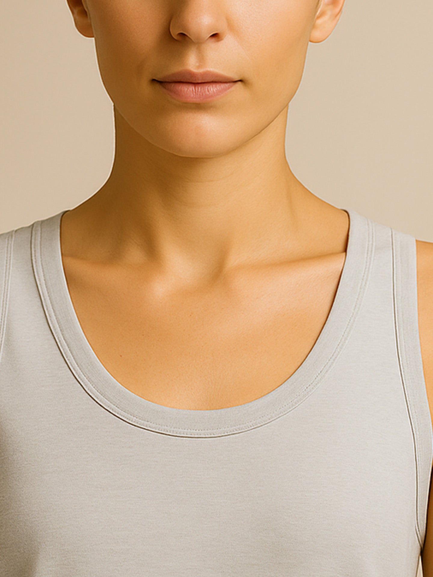 ORGANIC COTTON LOOSE TANK TOP - Almônd
