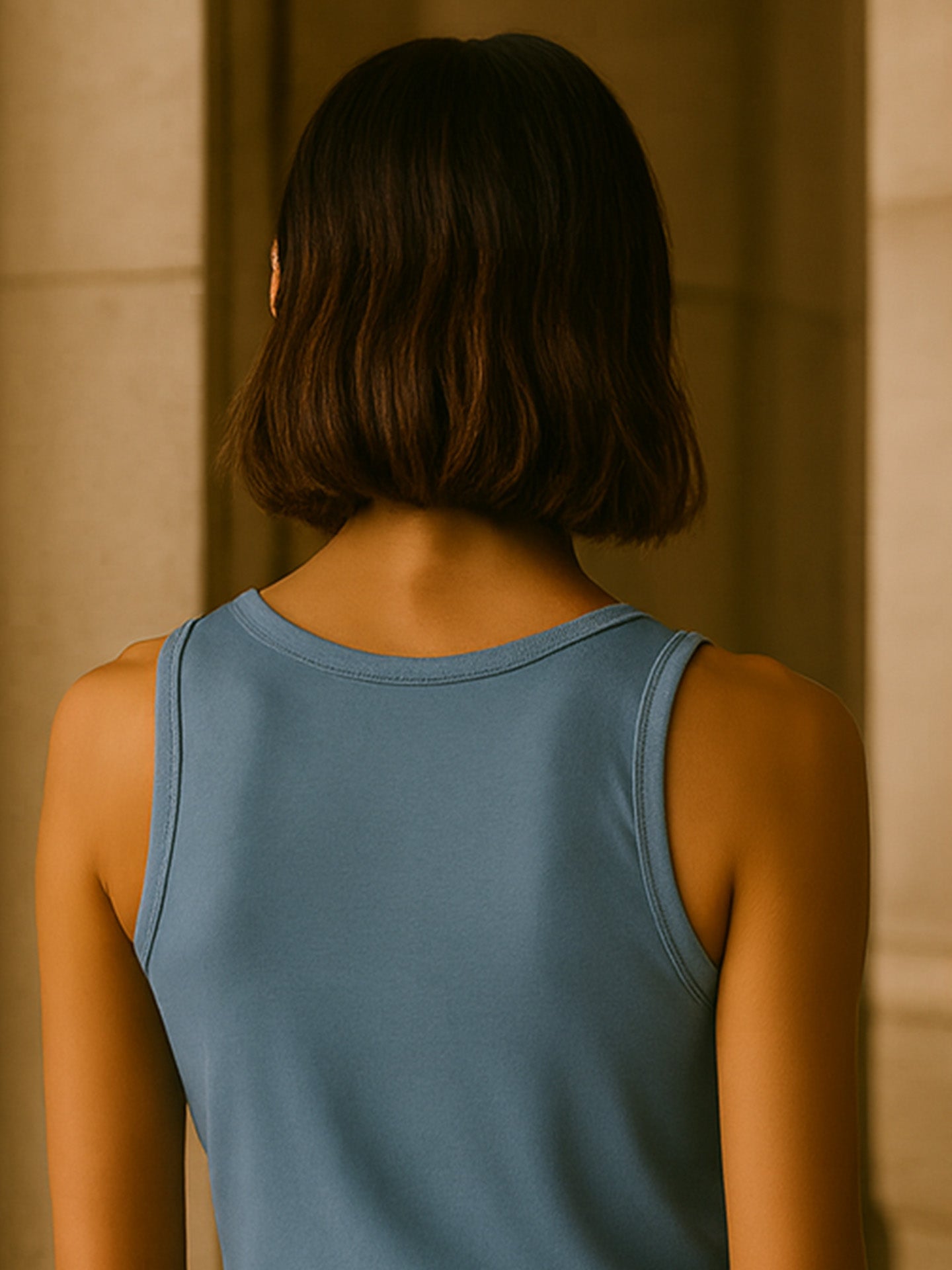 ORGANIC COTTON SLIM FIT TANK TOP - Almônd