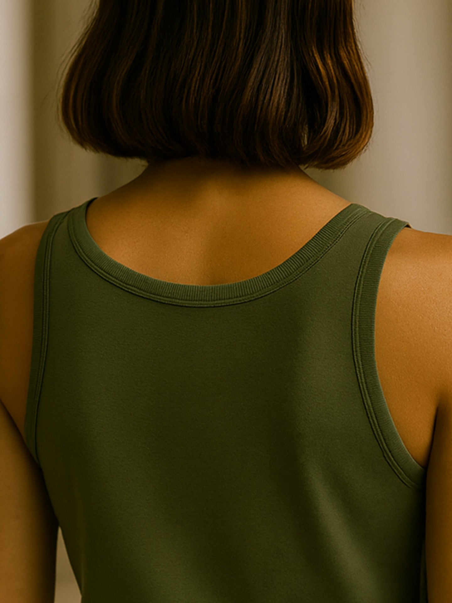 ORGANIC COTTON SLIM FIT TANK TOP - Almônd