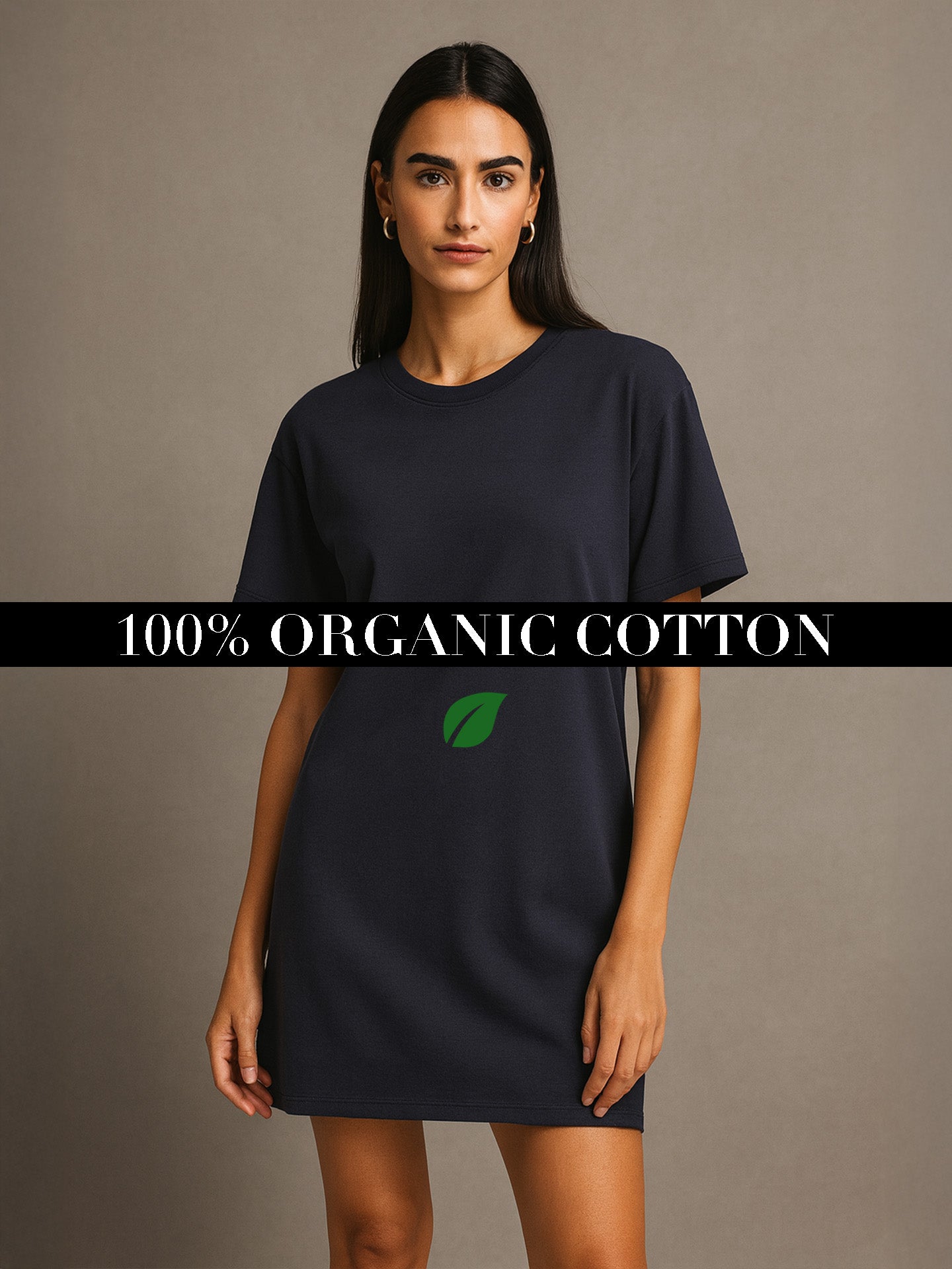 ORGANIC COTTON VINTAGE T-SHIRT DRESS - Almônd