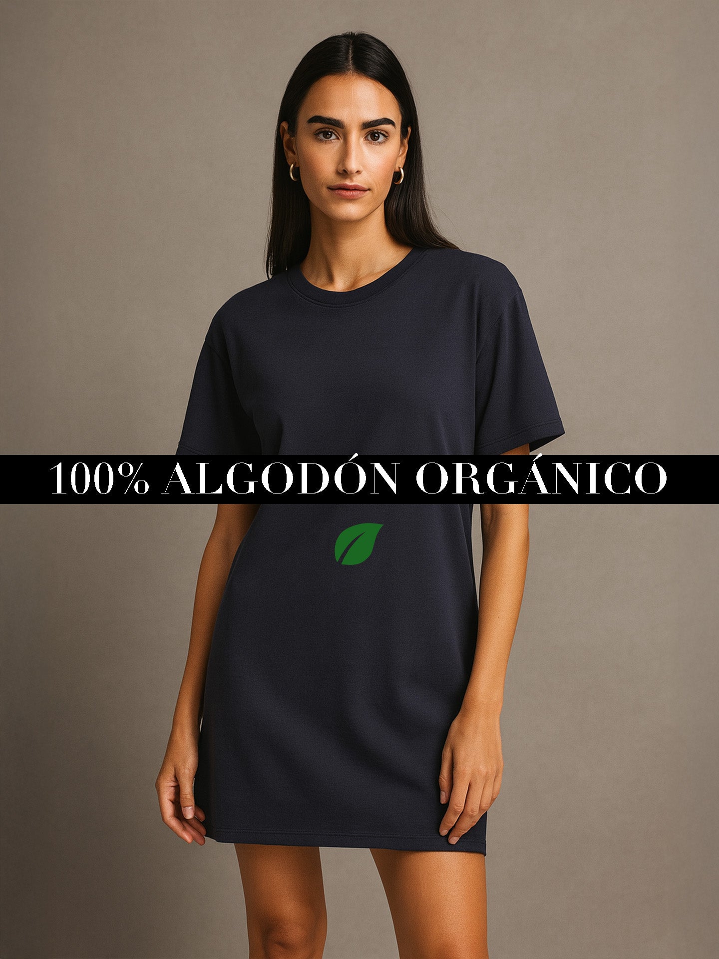 ORGANIC COTTON VINTAGE T-SHIRT DRESS - Almônd