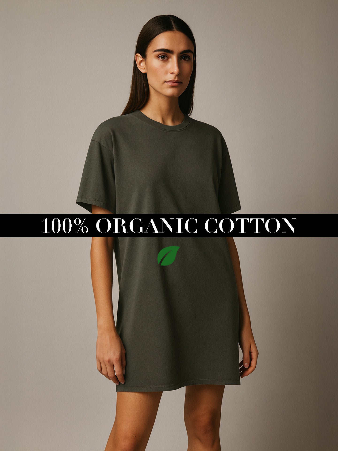 ORGANIC COTTON VINTAGE T-SHIRT DRESS - Almônd