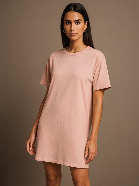 ORGANIC COTTON VINTAGE T-SHIRT DRESS - Almônd