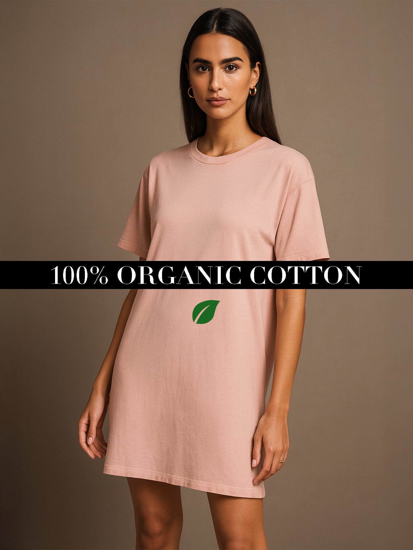 ORGANIC COTTON VINTAGE T-SHIRT DRESS - Almônd