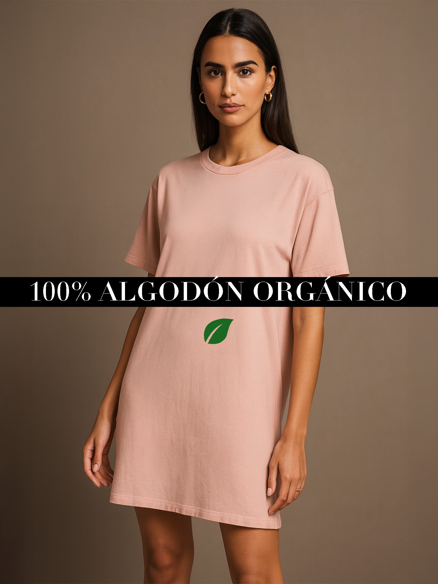 ORGANIC COTTON VINTAGE T-SHIRT DRESS - Almônd