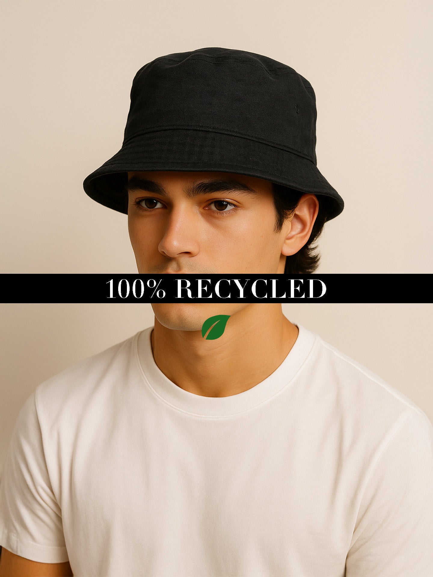 100% RECYCLED BUCKET HAT - Almônd