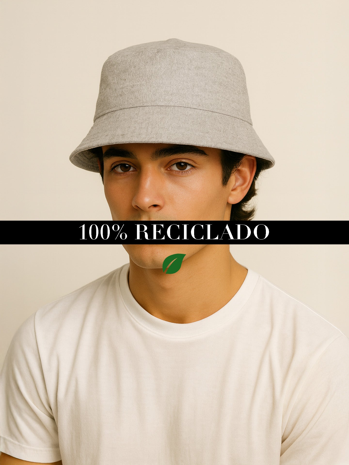 100% RECYCLED BUCKET HAT - Almônd