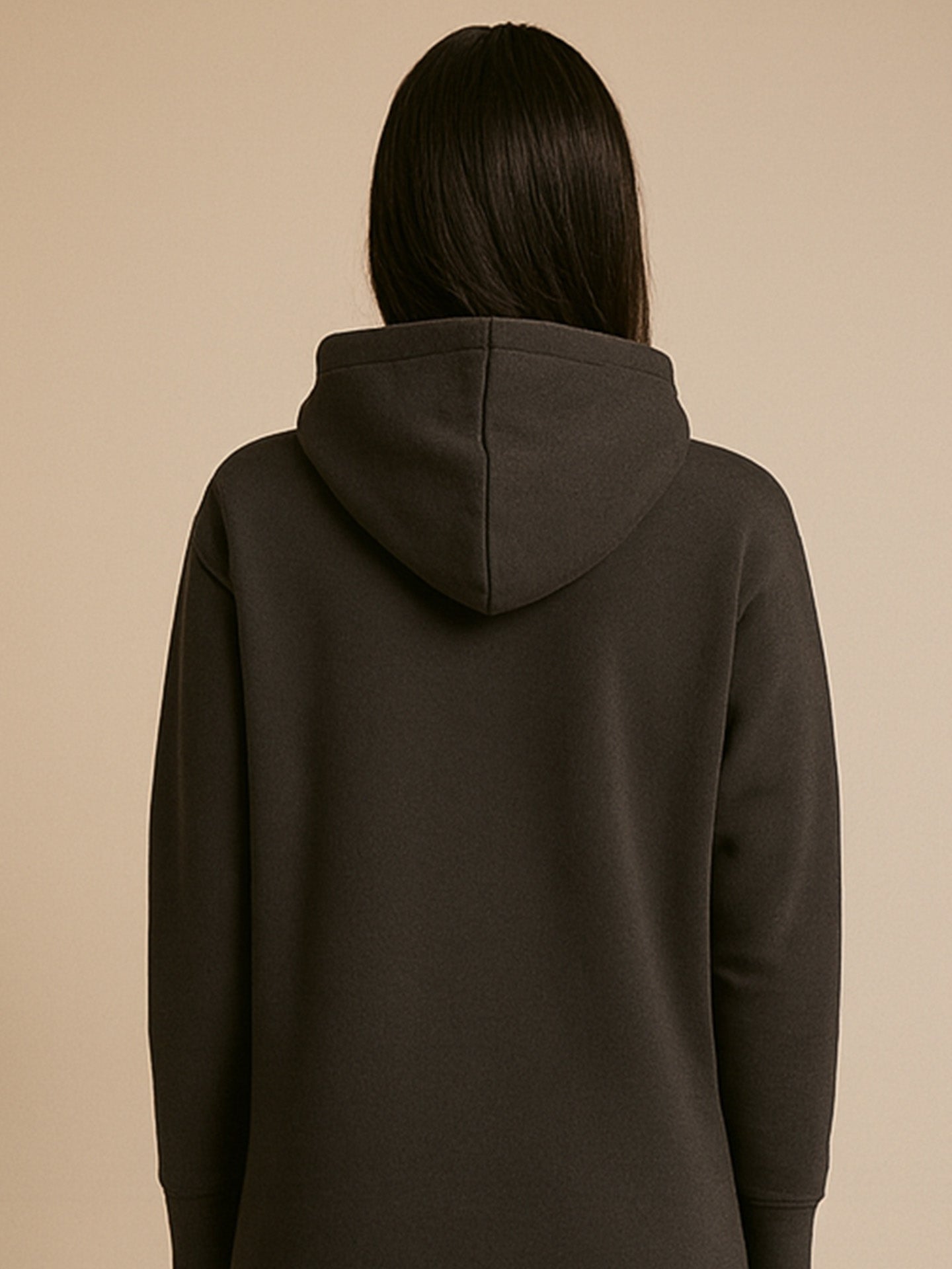 ORGANIC & RECYCLED HOODIE DRESS - Almônd