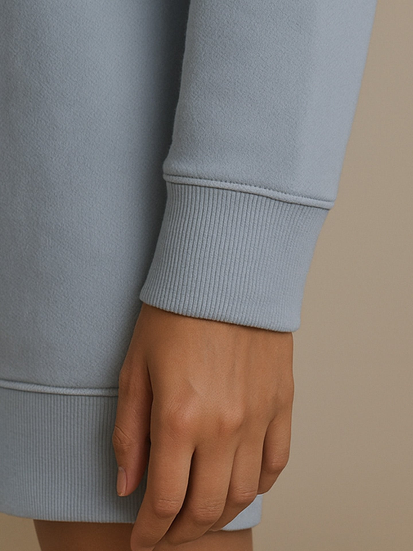 ORGANIC & RECYCLED HOODIE DRESS - Almônd